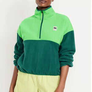 Oversized Performance Microfleece Cropped Half Zip